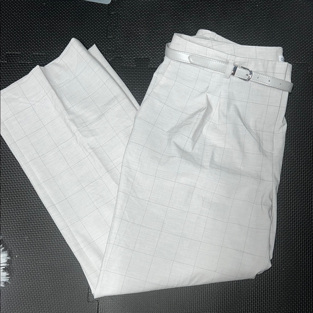NWT $119 Calvin Klein plaid belted pant